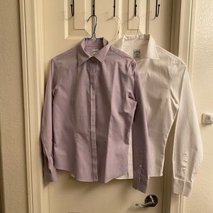 Set of 2 brooks brothers no iron shirt white and lavender